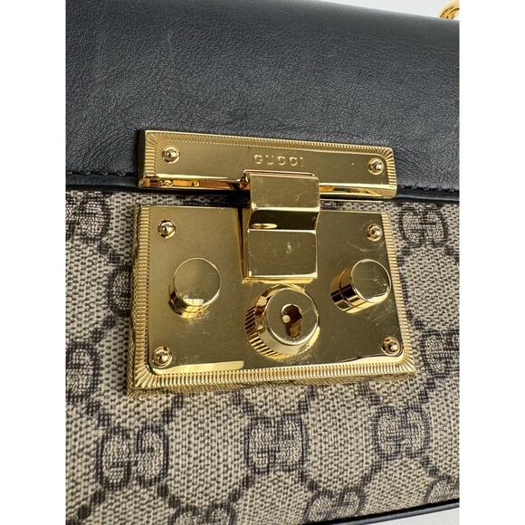 Gucci GG Supreme Padlock Small Shoulder Bag Brown and Black B-6 - Picture 12 of 16